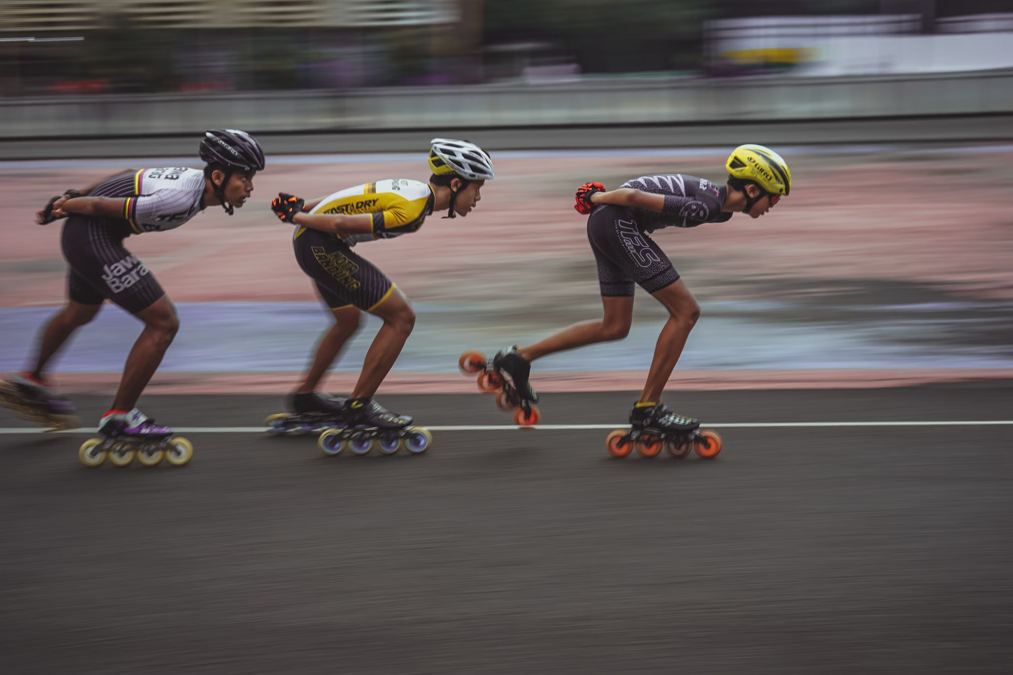 Students roller skating during a training session